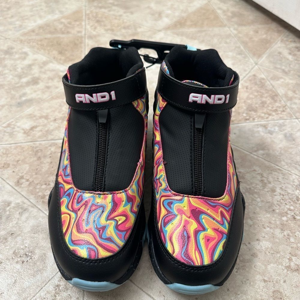AND1 Kids Hi-Top Zip Athletic Sneakers Size 4 - Picture 2 of 3
